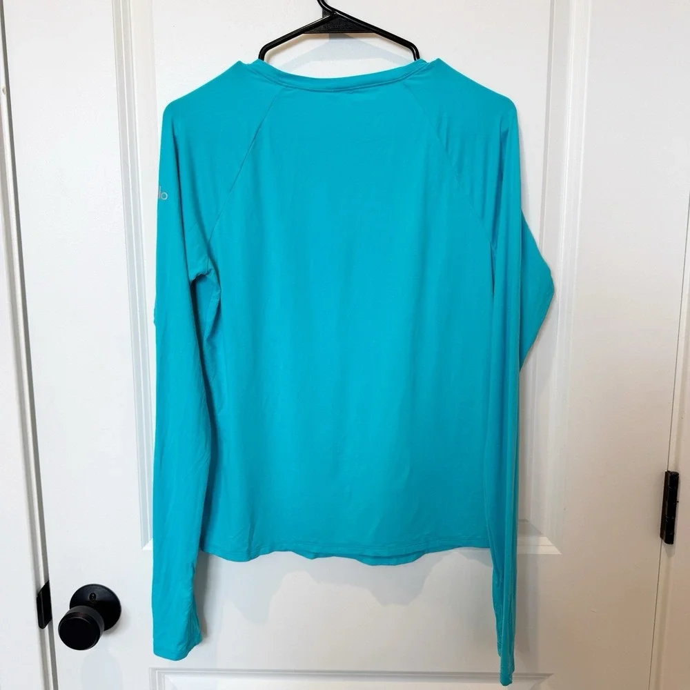 Alo Yoga Womens Performance Long Sleeve Top Small Blue‎ Lightweight Breathable